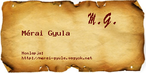 Mérai Gyula névjegykártya